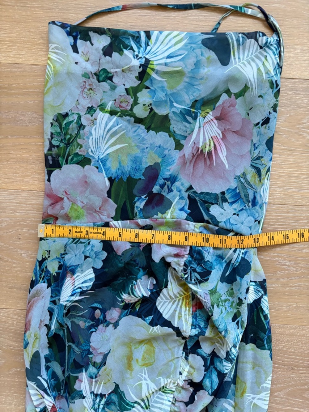 Sau Lee Freida Blue Moody Floral Asymmetrical Dress Mermaid Wedding Guest Size 6 - Picture 13 of 14